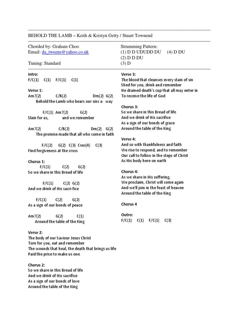 Behold The Lamb Lyrics and Chords, PDF, Sacrifice